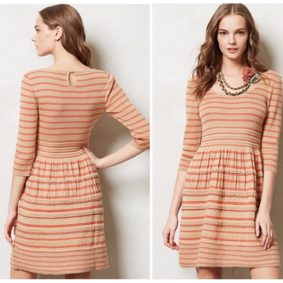 Anthropologie Dresses & Skirts - Knitted & Knotted Elodie Striped Sweater Dress Fit & Flare Size Large Petite LP